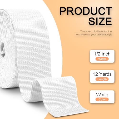 Image of CooBigo 12 Yards Webbing 1 inch & 1.5 inch & 2 inch Polypropylene Webbing Strap 1 Inch 1.5 Inch 2 Inch Wide Webbing Strapping for Bags /Lawn Chair /Pool Solar Cover DIY Crafting