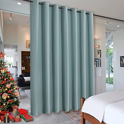 Image of RYB HOME Privacy Room Divider Curtains for Office Bedroom Separation Sound Proof Blanket for Doorway Patio Sliding Glass Door Large Window Curtains Insulating Blackout, W 100 x L 84, Dusty Blue
