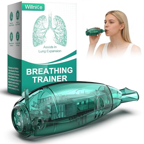 Breathing Exercise Device Non-Measuring Exerciser & Portable Lung Exerciser with Adjustable Resistance Flutter Valve Respiratory Muscle Trainer for Mucus Clearance & Better Breathing