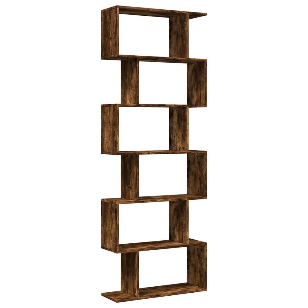 Regał na książki 6 pięter 70 x 24 x 193 cm | Geometryczne wzornictwo, przesunięte półki, materiał drewnopochodny, wszechstronne zastosowanie, łatwe w utrzymaniu
