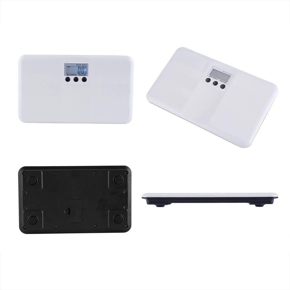 Báscula electrónica, básculas digitales, función de báscula personal digital LCD Peso corporal Básculas electrónicas de piso Báscula de peso corporal de baño digital portátil 150 KG Blanco Medición pr