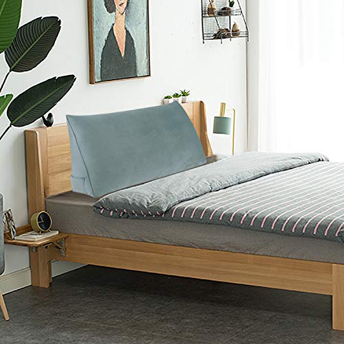 Johnear Headboard Pillow No Buttons Velvet Large Rest Reading Wedge Pillows Triangular Bed Support Bolster Upholstered Backrest Positioning Lumbar Cushion With Removable Cover thumb #4