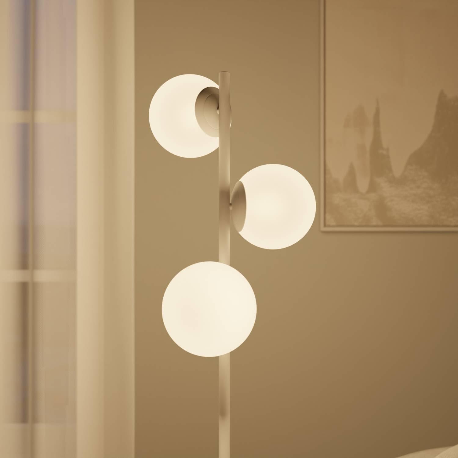 Rovea Stehleuchte Travertinstein Stehleuchte aus Opalglas LED 3-flammig (Weiß)