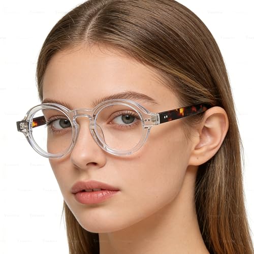 Image of Round Black Glasses for Men Women Thick Circle Blue Light Glasses Hippie Costume Eyewear