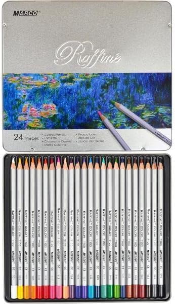 Colored Pencils Set Marco Raffine 36 Colors in Cardboard (7100-36CB), 2B Hardness, 3.2mm Core; Professional Drawing Supplies for Adults, Artists; Coloring Oil Pencil for Art, Sketching, Drawing…