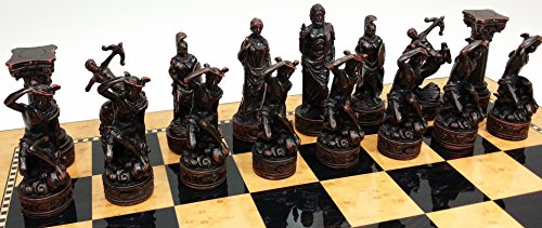 Greek Gods Mythology Chess Set Hand Painted With 15 Inch Walnut And Birdseye Maple Color Board #TOP1