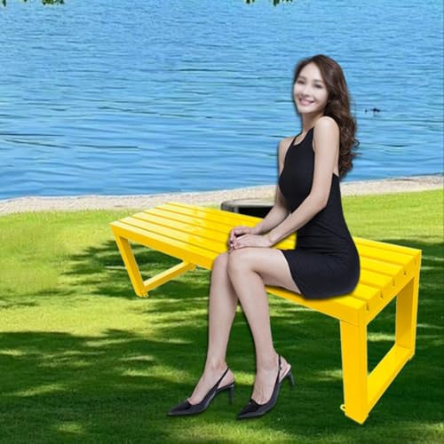 Bancs d'extérieur jaune 100cm lattes de banc de jardin mobilier résistant intempéries