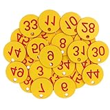 de plástico con números grabados, Etiquetas numéricas de ABS, 100 unidades, números secuenciales redondos multicolores, marcadores jardín 3,5 cm(Yellow)