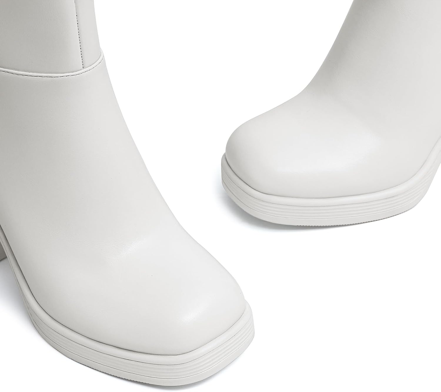 Athlefit Women's Platform Ankle Boots High Chunky Block Heel Square Toe Boots Fashion Dress Heeled Booties - Image 3