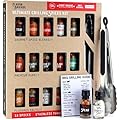 Ultimate Grilling Gift for Men - BBQ Accessories - Gourmet Spice Blends & Seasonings, Tongs, BBQ Magnet, Meat Rubs, Unique Gift for Guys, Dad, Son, Brother, Father in Law, Cooking Chefs, 17 Piece Set