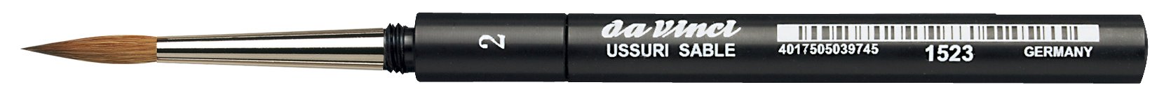 da Vinci Travel Series 1523 Watercolor Brush, Round Russian Red Sable with Protective Case Handle, Size 2