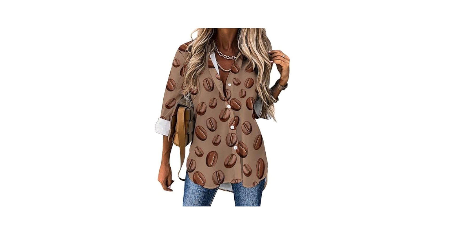 売れ筋商品|||ゲス シャツ レディース トップス CLOUIS SHIRT - Button-down blouse - brown GUESS Women's Long Sleeve Clouis Shirt, Natural Powder