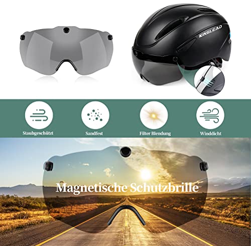 Fahrradhelm Herren Damen mit Abnehmbarem Magnetischem Visier, Ultraleichter Verstellbarer Bike Helm,...