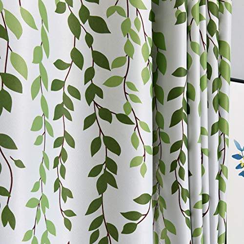 Myru 2 Panels Set Leaves Bird Curtains 63 Inch Length Semi Blackout Curtains For Kids Room(2 X 54 By 63") #TOP5