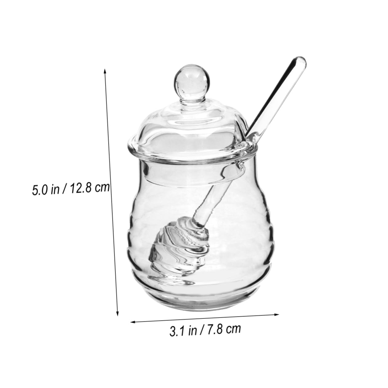 PRETYZOOM 2Pcs Clear Glass Set with Dipper and Lid Premium High Borosilicate Honey Pots for Home Kitchen Use for Storing Honey Jams and Sauces