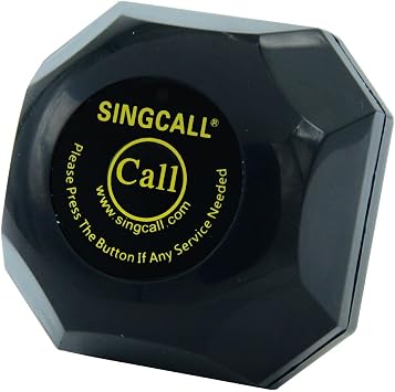 SINGCALL Wireless Calling System,Black Single Call Button, Guest Call Waiter System(APE560) Can't Be Used Alone
