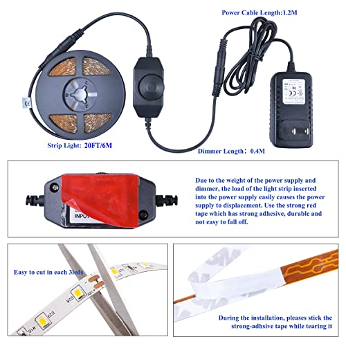 Junwen led strip lights 300 units smd 2835 rope lights 5m/16. 4 ft 6000k non-waterproof led tape ribbon light with dimmer and power supply kitchen under cabinet dining room bedroom wedding 5 Junwen led strip lights 300 units smd 2835 rope lights 5m/16. 4 ft 6000k non-waterproof led tape ribbon light with dimmer and power supply kitchen under cabinet dining room bedroom wedding - image 6