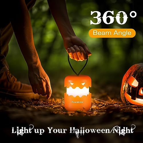 EverBrite 6-Pack Halloween Pumpkin Lantern, Collapsible Jack O Lantern Pumpkins with Lanyard, Halloween Party Favors, Light up Pumpkin Outdoor for Halloween Party Decoration, Battery Included 6