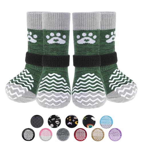 PUPTECK Meias antiderrapantes para cães com 2 pares de garras duplas para pisos de madeira, sapatos