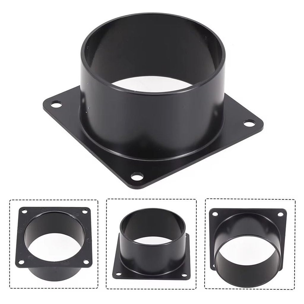 1 connettore a flangia inferiore quadrato nero in ABS resistente, multi-dimensioni 75/100/120/150 mm, adattatore di ingresso e uscita (150 mm)
