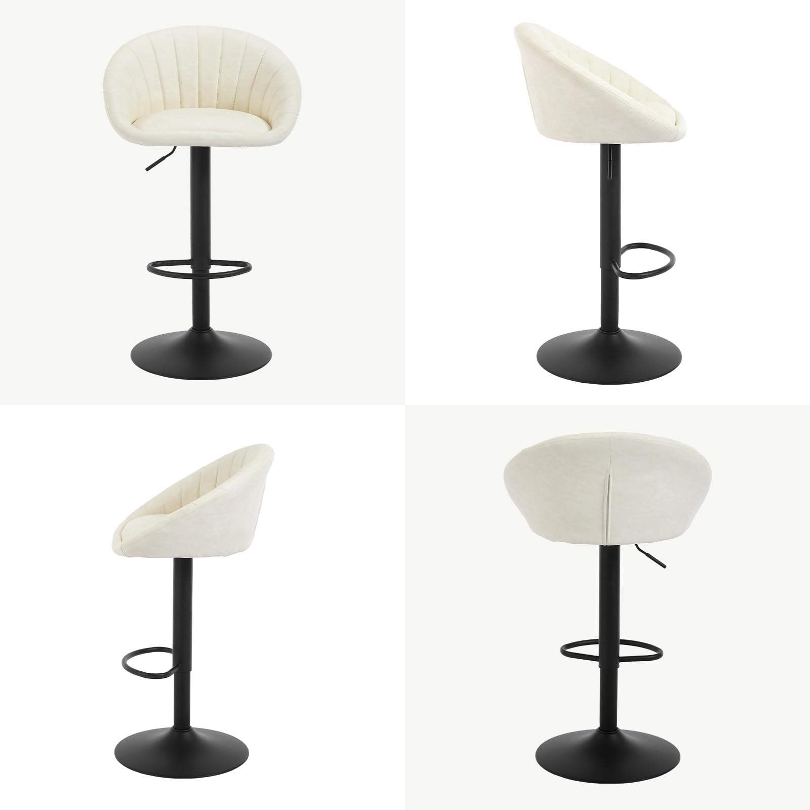 WOLTU 2X Taburetes Bar Giratorios con Respaldo Piel Sintética, Beige