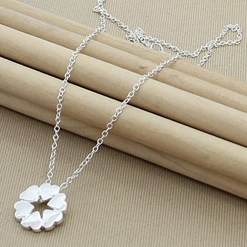 LNNSHX Collares de Plata de Ley, Collar de Plata 925, Colgante de Estrella de Moda, Collar de corazón con Cruz Redonda, Accesorios de joyería para Mujer, Regalo(8)