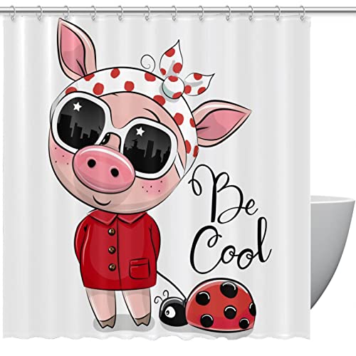 Rideau de douche cool pet ladybug 150x180cm avec 12 crochets