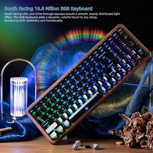Image of Womier Wood Creamy Keyboard with Number Pad, Wireless Gaming Keyboard-WD99 | Mechanical Keyboard QMK /VIA,100-key BT5.0 /2.4G /USB-C Hot Swap,Clear Keycaps Custom RGB for PC /Mac,POM Linear Switch