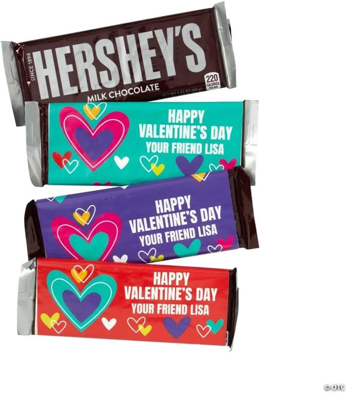 Personalized Valentine’s Day Candy Bar Sticker Labels - 12 Pc.