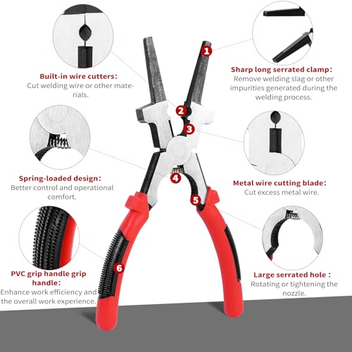 Image of 8 inchMIG Welding Pliers, Multi-functional Carbon Steel MIG Welding Pliers with Insulated Handle, Long Nose Wire Cutting Tools - Reliable and Durable (1Pack) (Pack of 2)