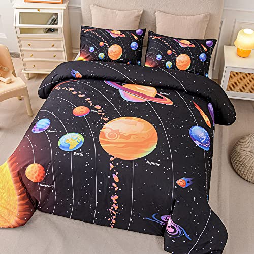 Ylehoc Solar System Comforter Set Full Outer Space Room Decor Bedding Set 3 Pieces 1 Planets Theme Comforter And 2 Pillow Shams For Boys Kids Ultra-Soft Microfiber All Seasons For Bedroom Sofa #TOP1