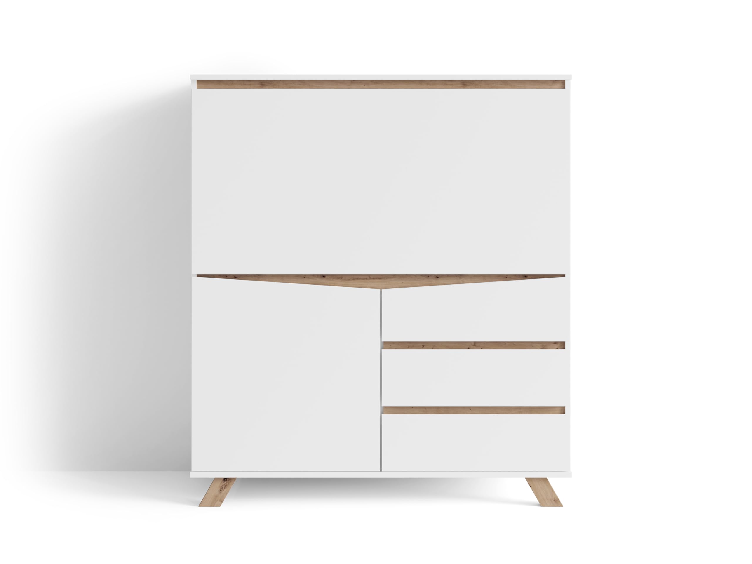 byLIVING Valentin Secrétaire en Bois Blanc 120 x 127 x 38 cm