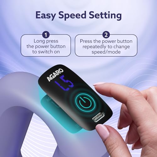 Image of AGARO Percussion Muscle Ring Massager, 5 Speed Setting, 2 Modes, Rechargeable, Deep Tissue Percussion Mini Gun Massager for Full Body Massage, Relief & Relaxation for Men and Women, Lilac