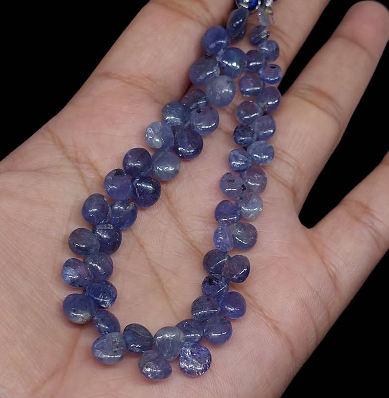 Perles tanzanite naturelle cœur pour fabriquer un collier unique personnalisé
