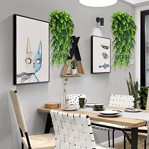 Vopie 2Pcs Artificial Eucalyptus Leaf Rattan Fake Hanging Plant Faux Greenary Vine Outdoor Uv Resistant Plastic Plants For Wedding Party Home Decor #TOP5