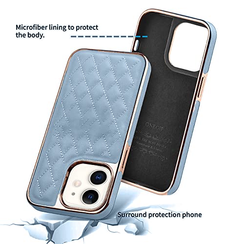 Image of PULOKA iPhone 11 Leather Back Cover Royal Diamond Pattern with Electroplated Case Compatible for Apple iPhone 11 6.1 inchinch - Sierra Blue