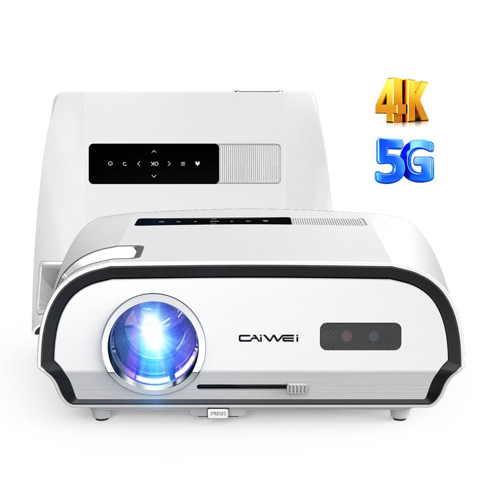 CAIWEI A10R Projector Front View with 4K 5G Logos
