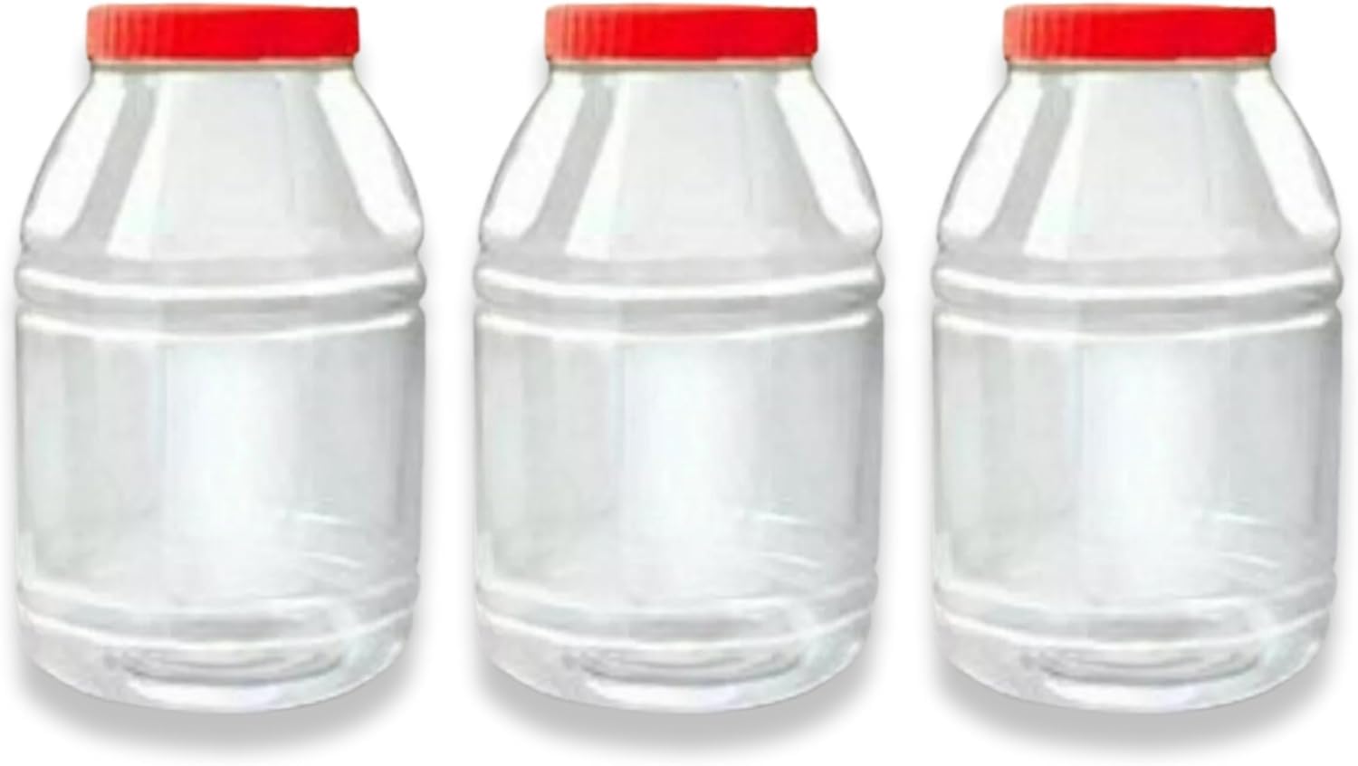 KANSY Plastic Storage Containers Round Clear Spice Jars With Screw Top Lids, Airtight Bpa Free Plastic Mason Jars For Kitchen Pantry, Jam Jars For Crafts And Hardware (3x 5000ml)