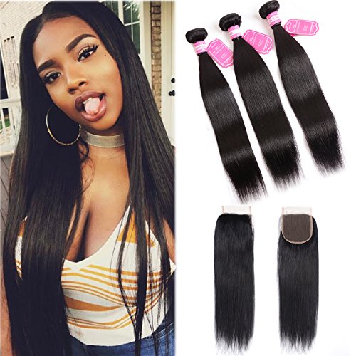Unprocessed Brazilian Straight Bundles Human Hair Bundles Straight Wave 16 18 20 Inch Brazilian Hair Straight Bundles Color 1B#