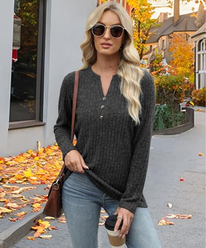 Image of XMTOPYE Sweaters for Women Fashion Long Sleeve Tops Pullover V Neck Casual Loose Sweatshirt