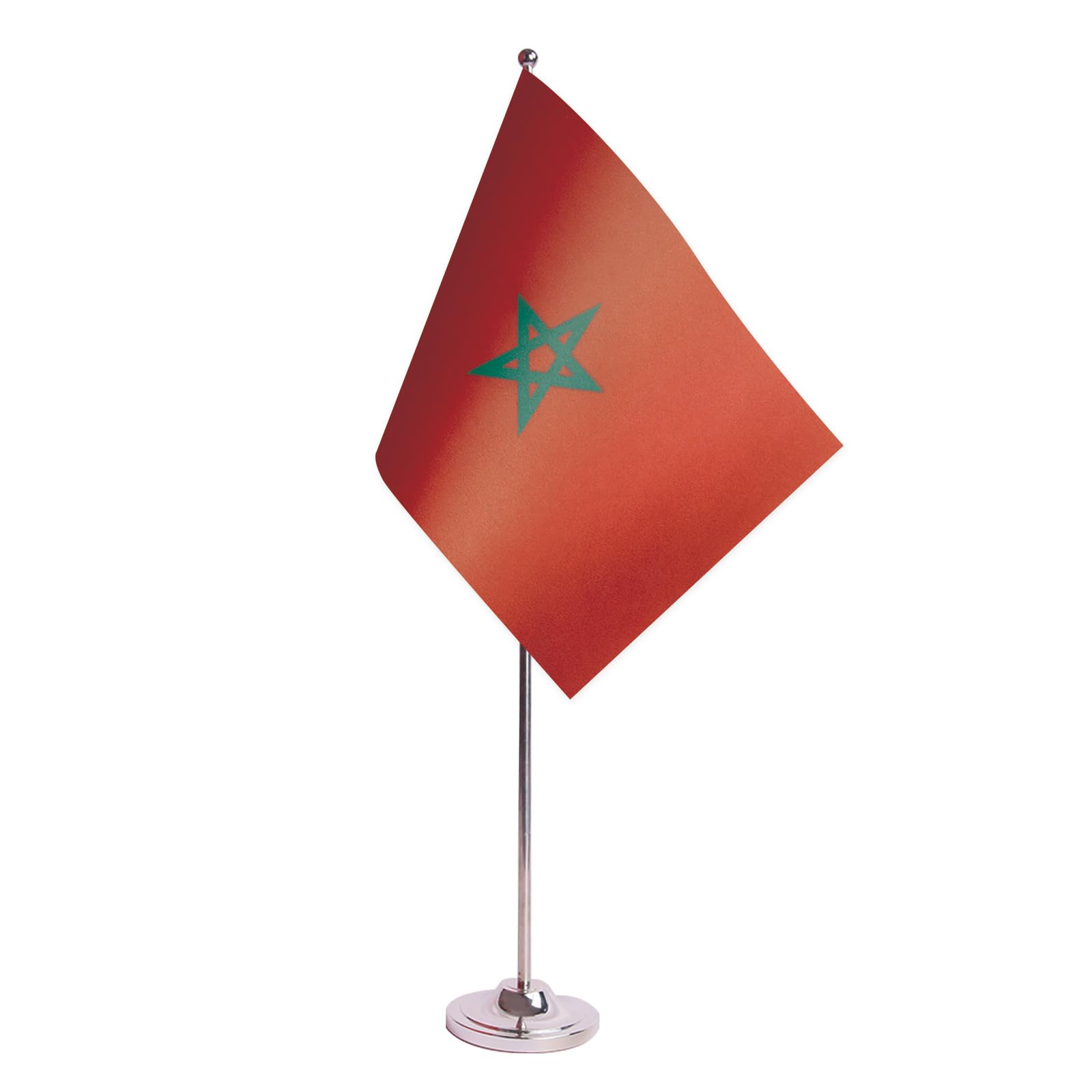 AZ FLAG Morocco Table Flag 22x15 cm Moroccan Satin Metal Base