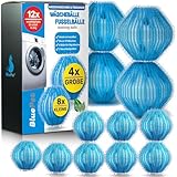 BluePet 12x Tierhaarentferner Bälle für Waschmaschine I Entfernt Tierhaare, Fusseln & Flusen, Haarfänger für Wäschetrockner, Wiederverwendbare Flusenkugeln I Als Haarfänger & Trocknerbälle