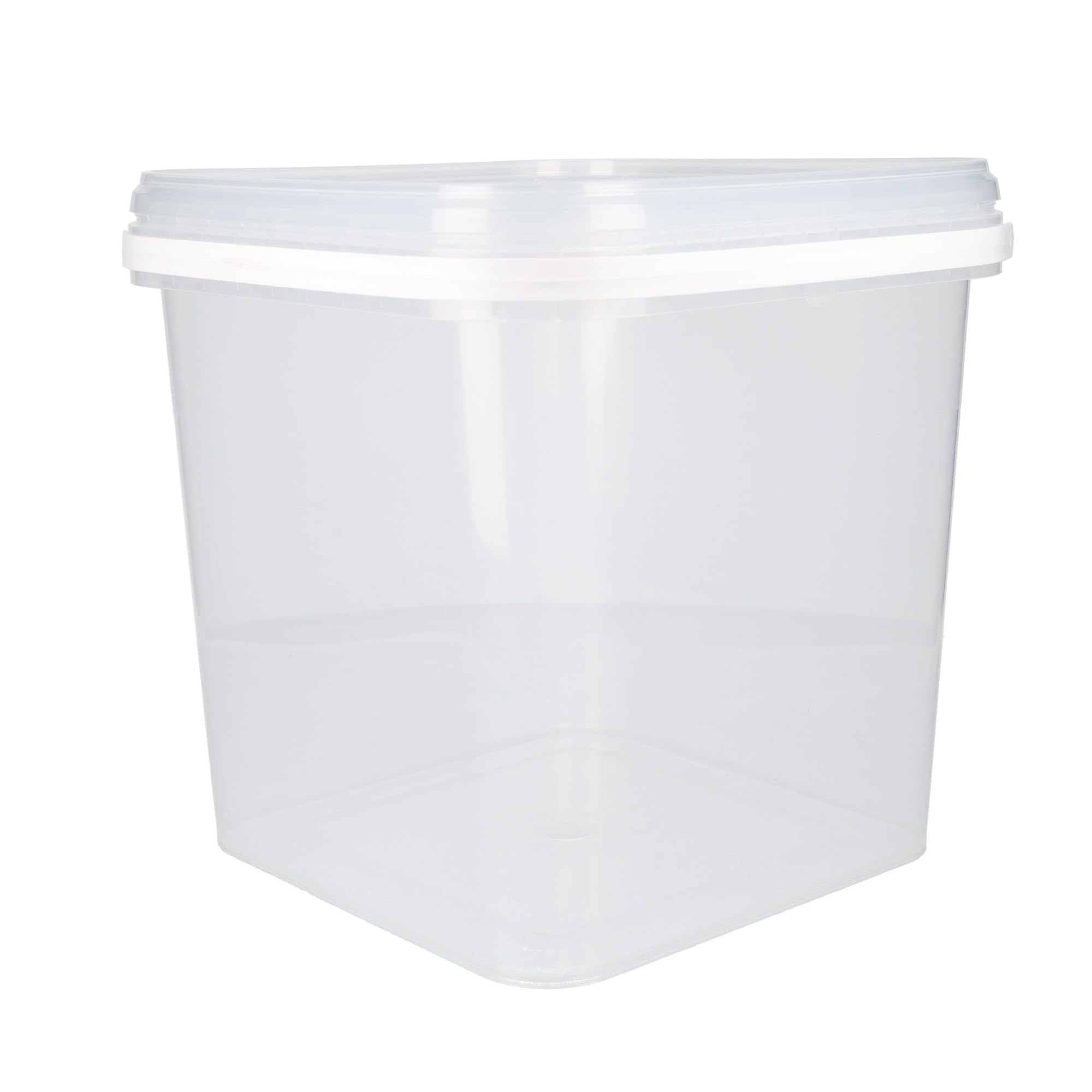 FixedByU Secchio con coperchio, 10 pezzi, 5 l, trasparente, quadrato, in plastica, per uso alimentare, ermetico e stabile, secchio vuoto, manico e coperchio, per alimenti, adatto per uso alimentare