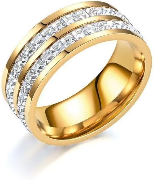 Size 5 14K Gold Plated Finger Rings for women Trendy, Dainty Stackable Ring Eternity Bands for Women, Dainty Minimalist Statement Gold Ring Jewelry Gifts, Fashion Wedding Rings for Women. - Image 4