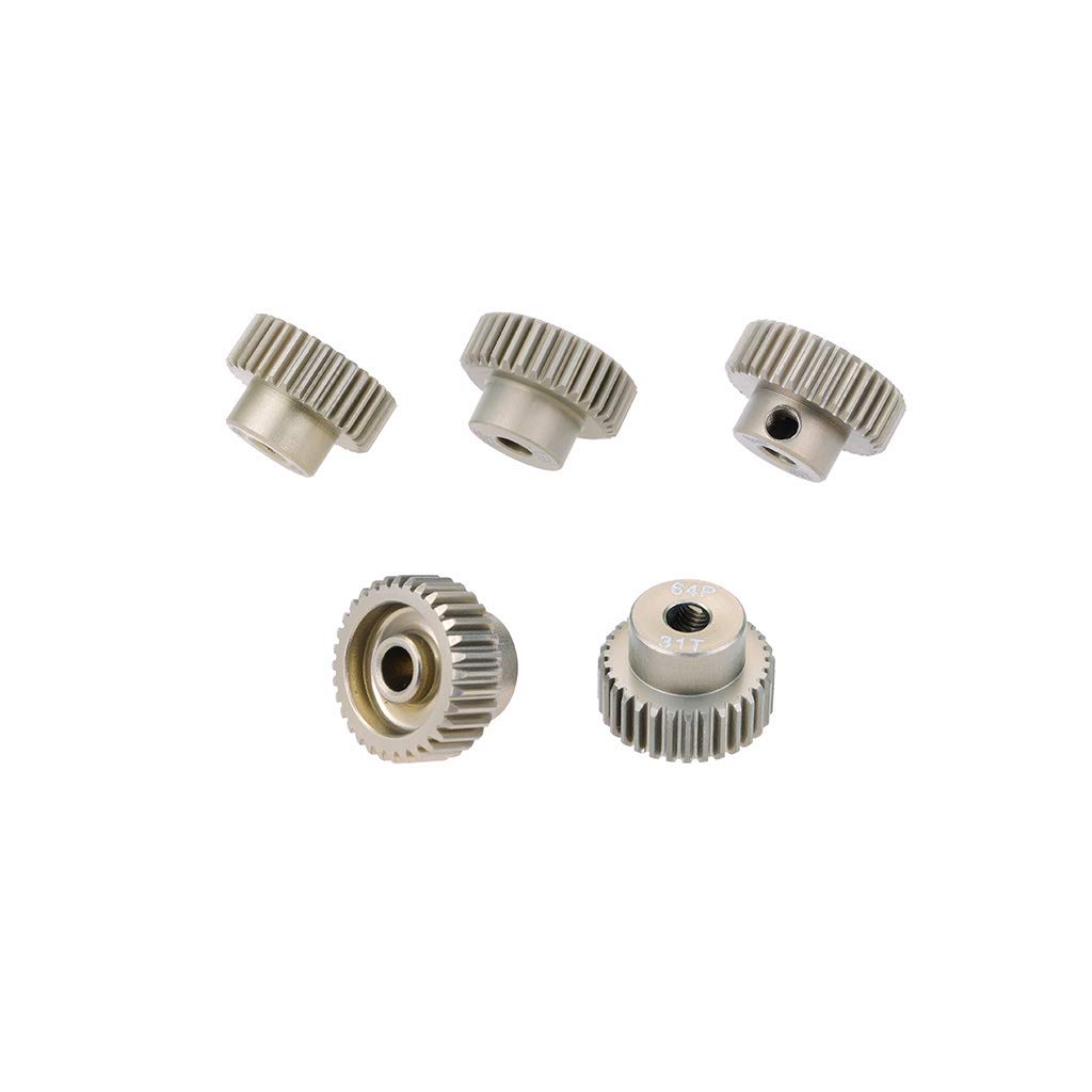 QUARKZMAN 5 Pignons 64P Pour Moteur 3,175mm – 31T à 35T En Alliage Alu, Pour Voiture RC 1/10