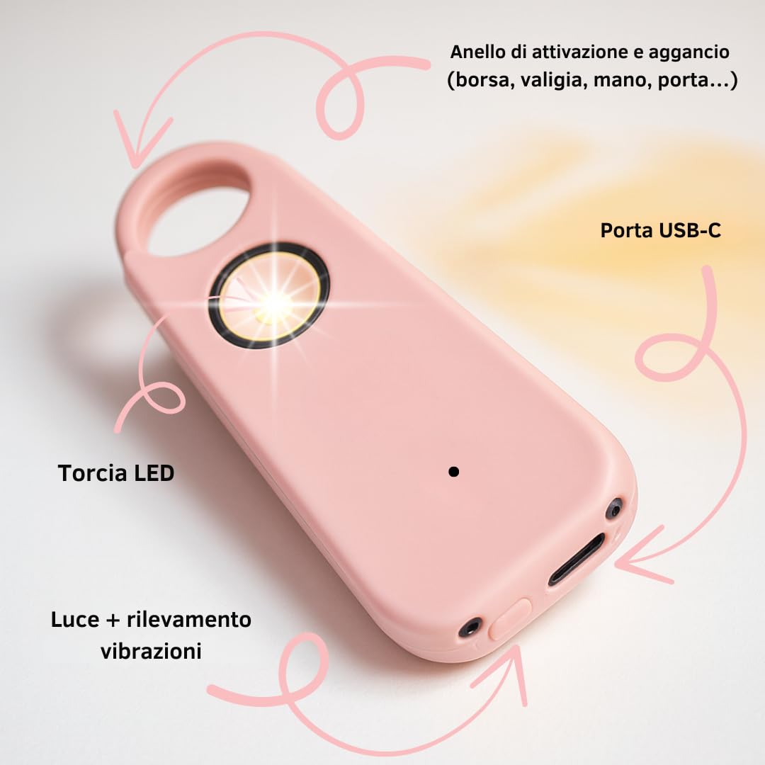 VOLTEK Zestaw alarmowy osobisty z gwizdkiem, 135 dB, USB-C, czarny