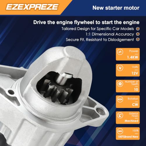 Image of Ezexpreze 19145 New Starter for Chrysler 200 15-17 & Jeep Cherokee 14-19, Renegade 15-20 & Fiat 500X 16-18 & Ram ProMaster City 15-20, L4 2.4L