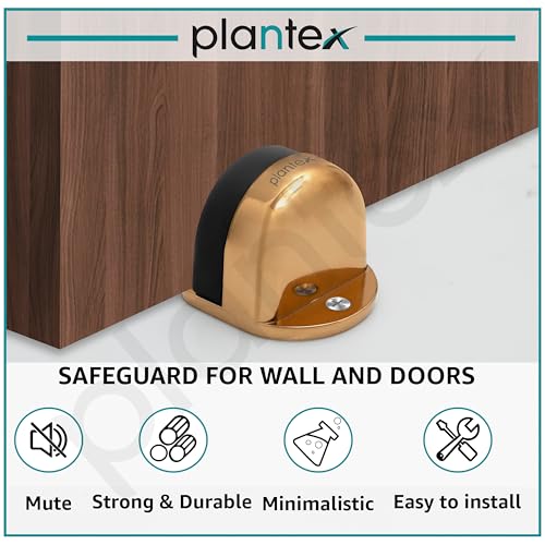 Image of Plantex Premium Floor Mounted Door Buffer /Sound Dampening Rubber Buffer for Bed Room /Living Room /Kitchen /Bathroom Door /Stops for Door - Pack of 1 (Rose Gold)