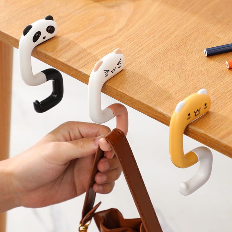 Pacote com 5 ganchos para mochila de mesa, suporte de bolsa escolar com clipe para mesa de sala de aula, sem broca, gancho embaixo da mesa, cores sortidas para estudantes e uso em estudos
