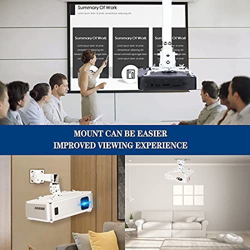 Projector Ceiling/Wall Mount White, Homcine Low Profile Universal Projector Holder/Bracket/Hanger Kit With Extendable Arm, Adjustable Height Pole Mount Drop Ceiling Quick Release For Epson Optoma Benq #TOP5